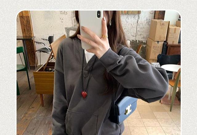 Plain Distressed Pocket Detail Hoodie Product Image