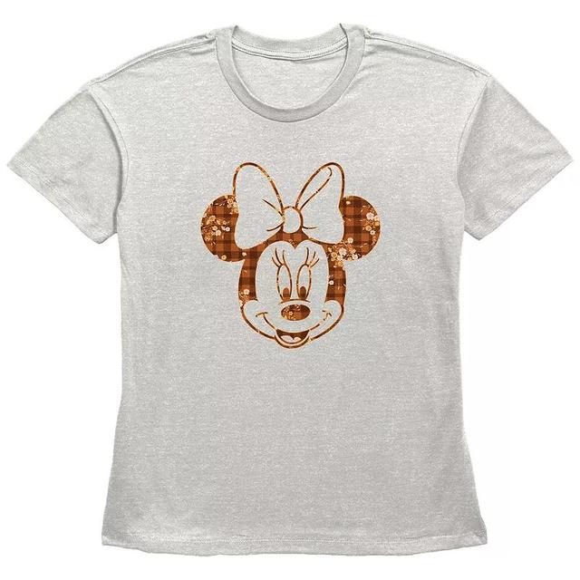 Disneys Minnie Mouse Plaid Floral Print Womens Graphic Tee Product Image