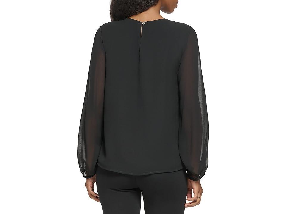 Calvin Klein Shirred Front Long Sleeve Women's Clothing Product Image