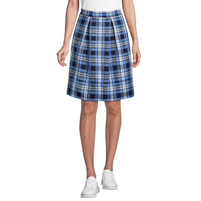 Womens Lands End Plaid Top of Knee Length Pleated Skort Classic Blue Plaid Product Image