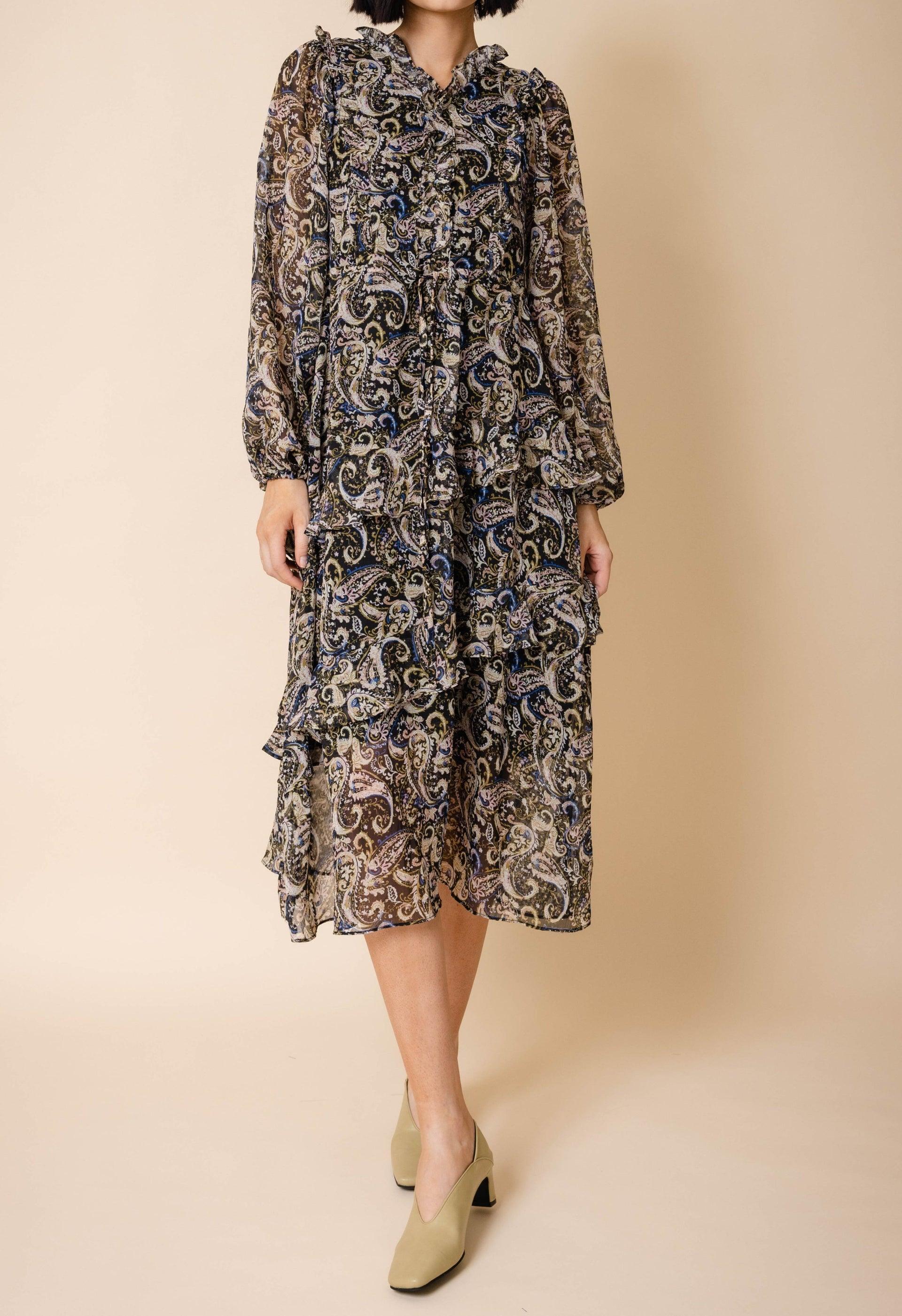 Paisley Dress in Black Product Image