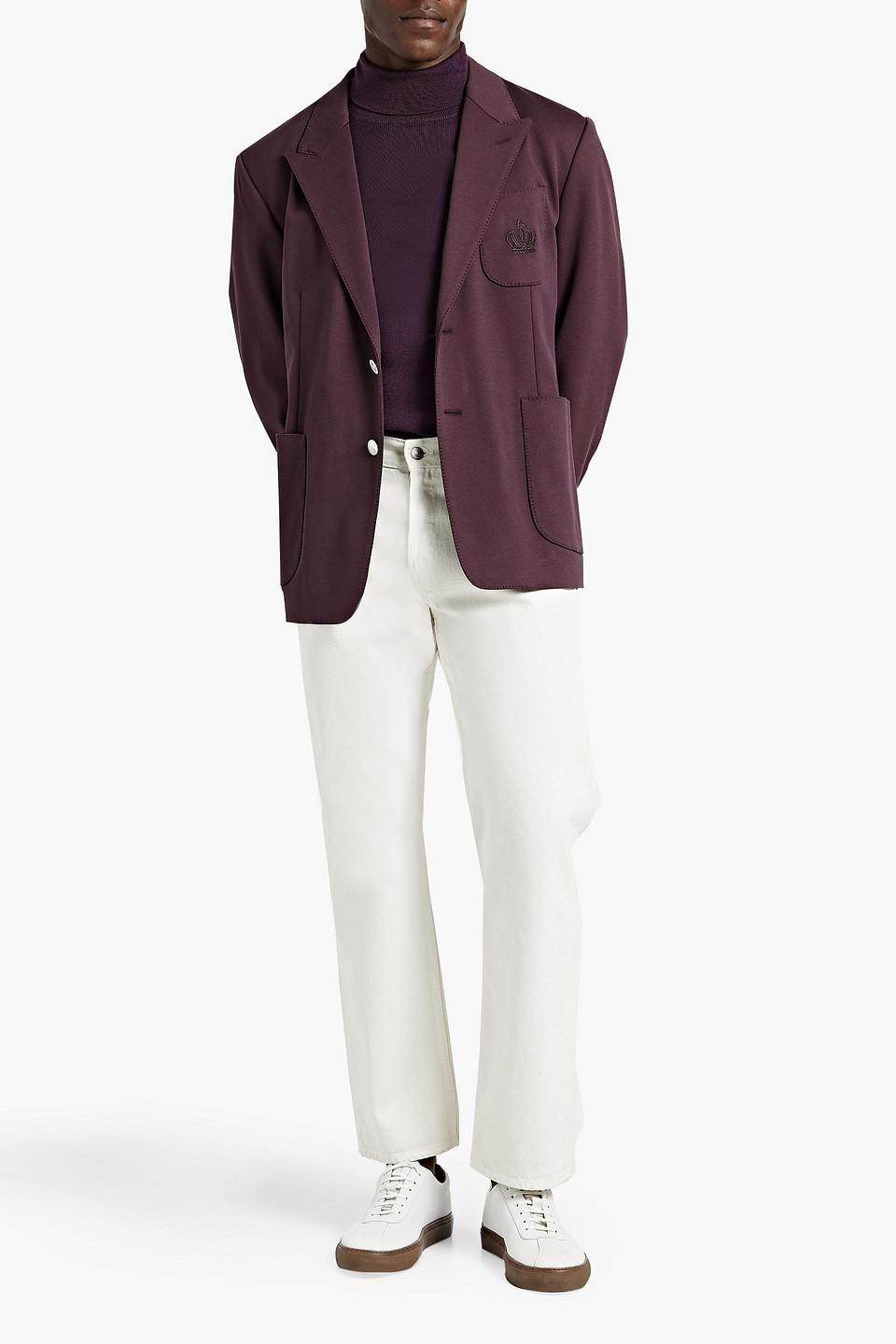 Embroidered Cotton-blend Twill Blazer In Grape Product Image