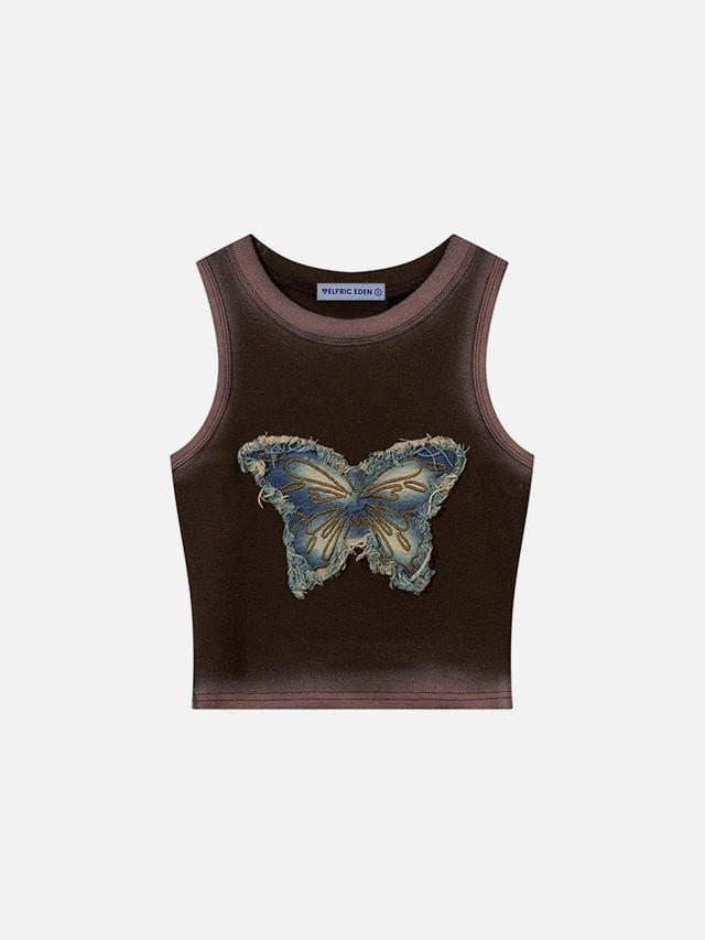 Aelfric Eden Fringe Denim Butterfly Tank Top Female Product Image