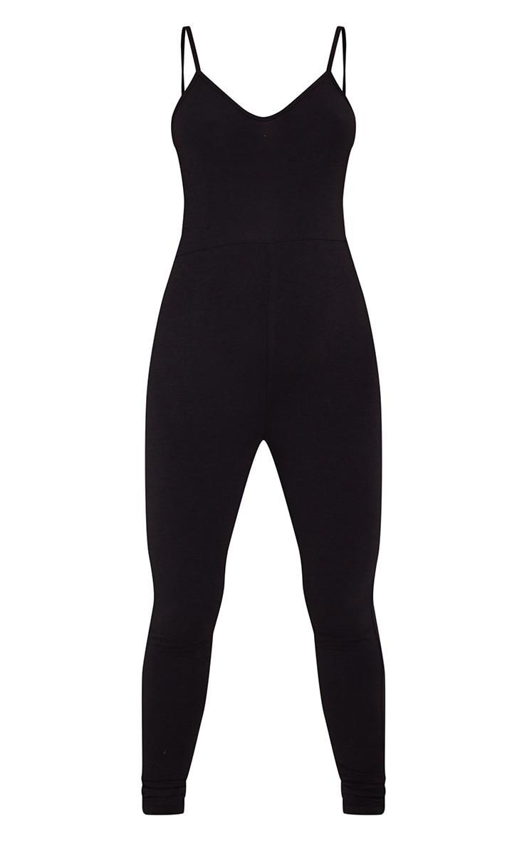 Maternity Black Basic Strappy Plunge Jumpsuit Product Image