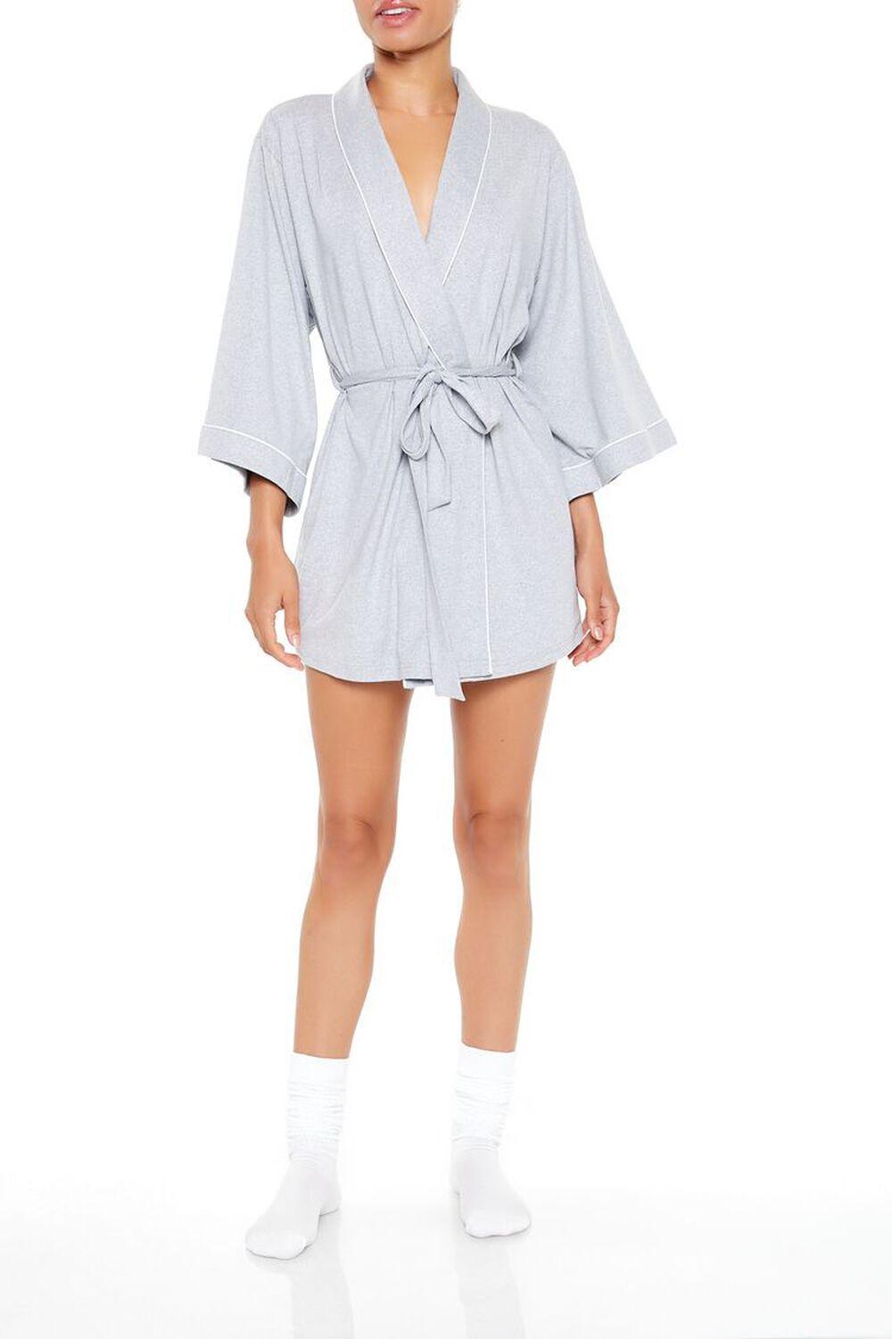 Piped-Trim Tie-Waist Robe | Forever 21 Product Image