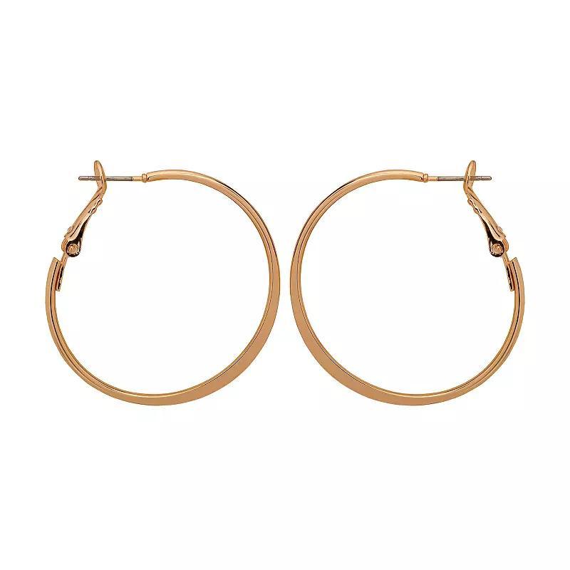 Emberly Delicate Flattened Hoop Earrings, Womens, None Product Image