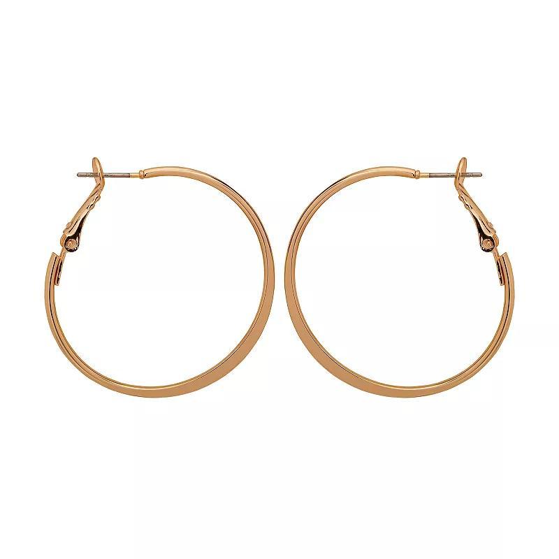 Emberly Delicate Flattened Hoop Earrings, Womens, None Product Image