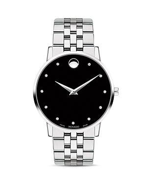 Movado Museum Classic Link Bracelet Watch with Diamond Detail Product Image