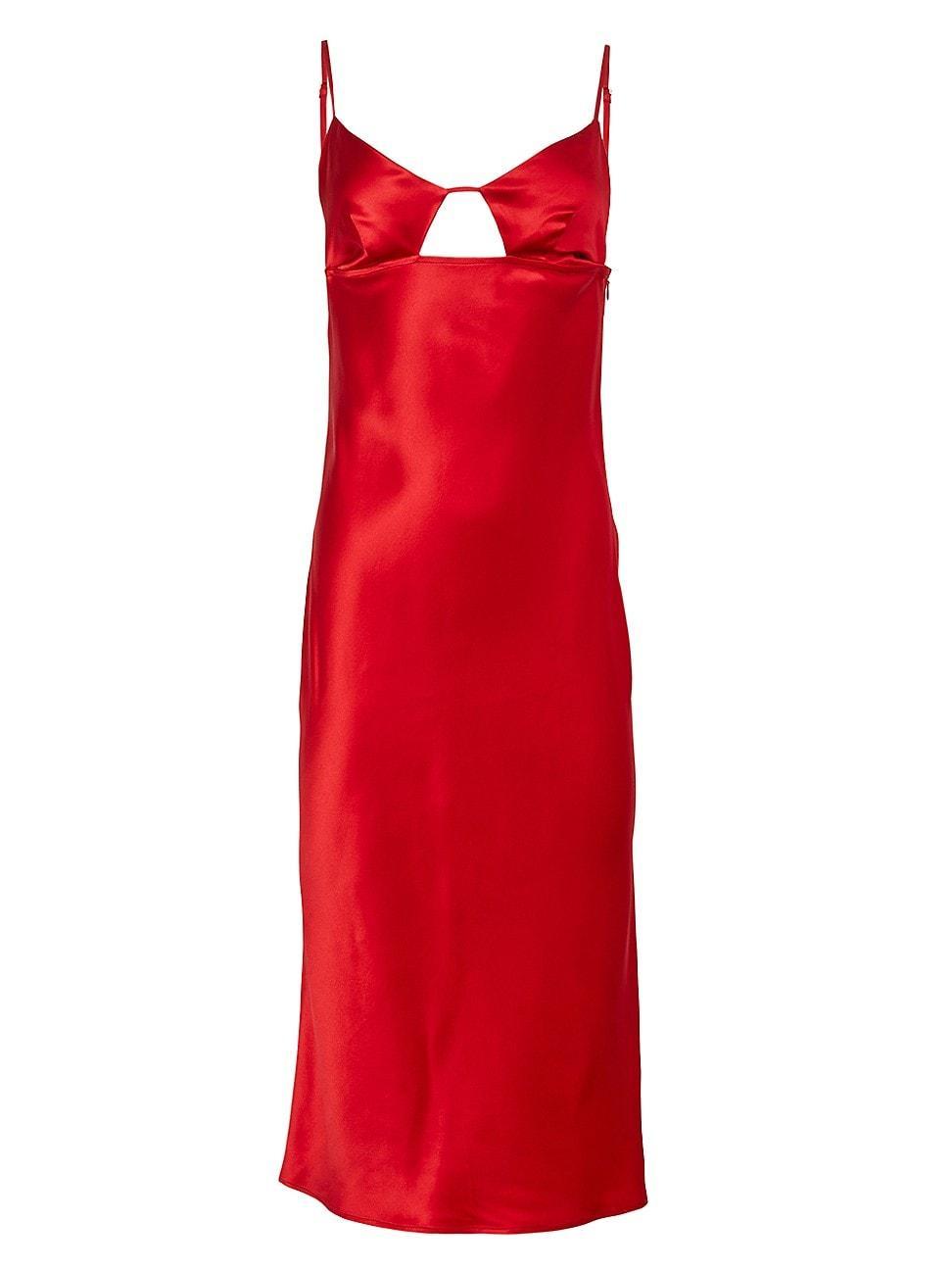 Womens Satin Keyhole Slip Midi-Dress Product Image