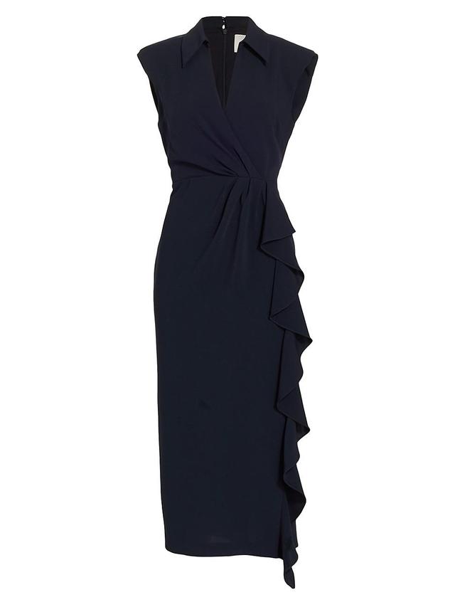 Womens Tori Ruffled Crepe Wrap-Effect Midi-Dress Product Image