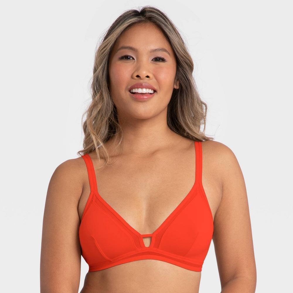 All.You. LIVELY Womens Mesh Trim Bralette - Tomato Red L product image