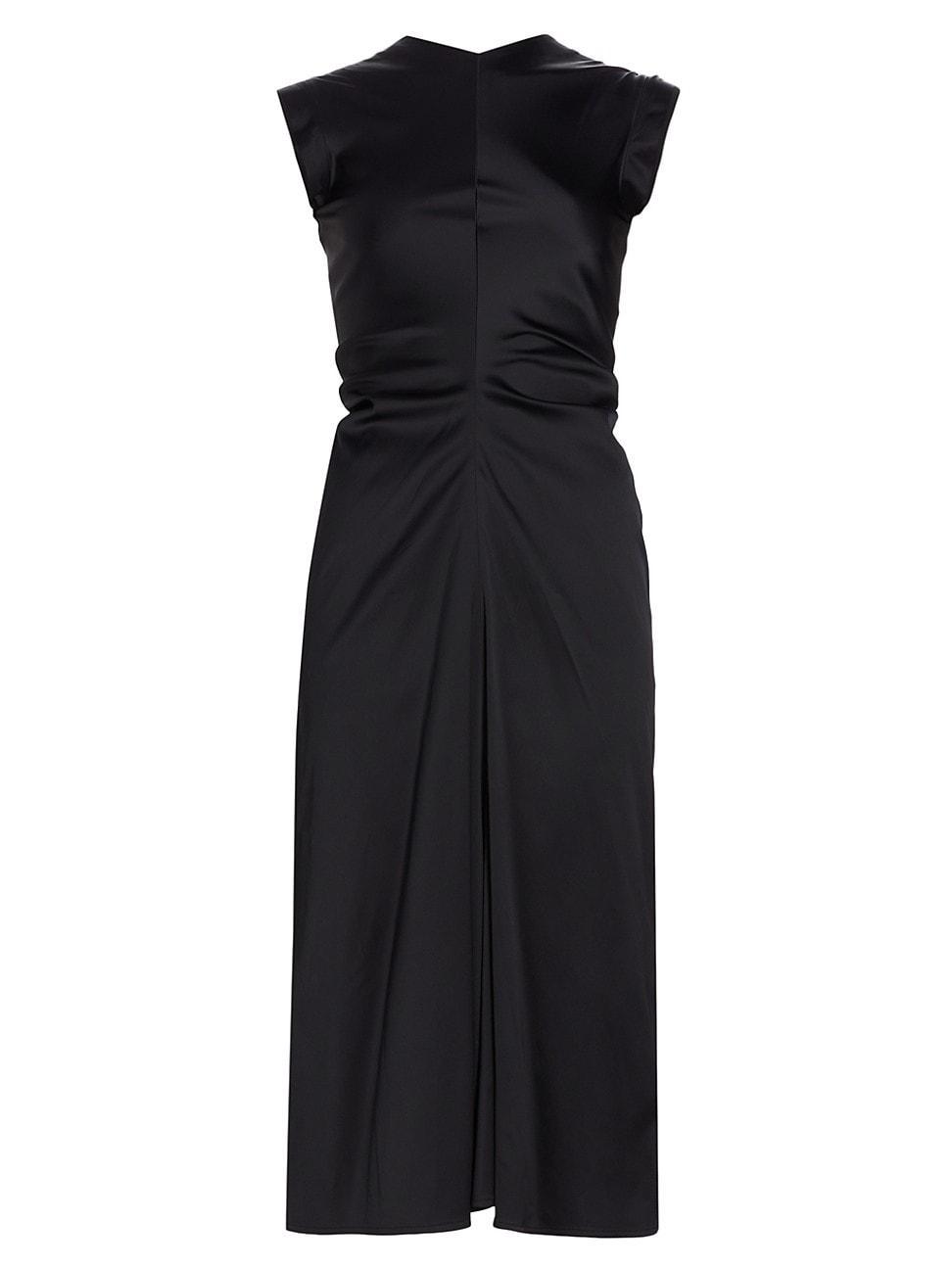 Womens Ella Gathered Satin Midi-Dress Product Image