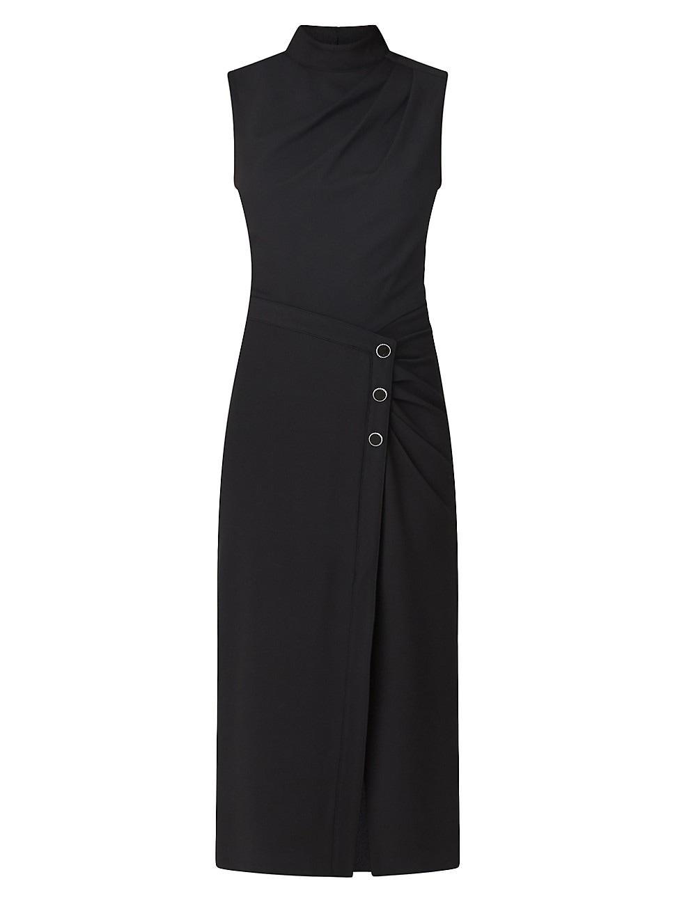 Leona Sleeveless Pleated Mock-Neck Midi Dress Product Image