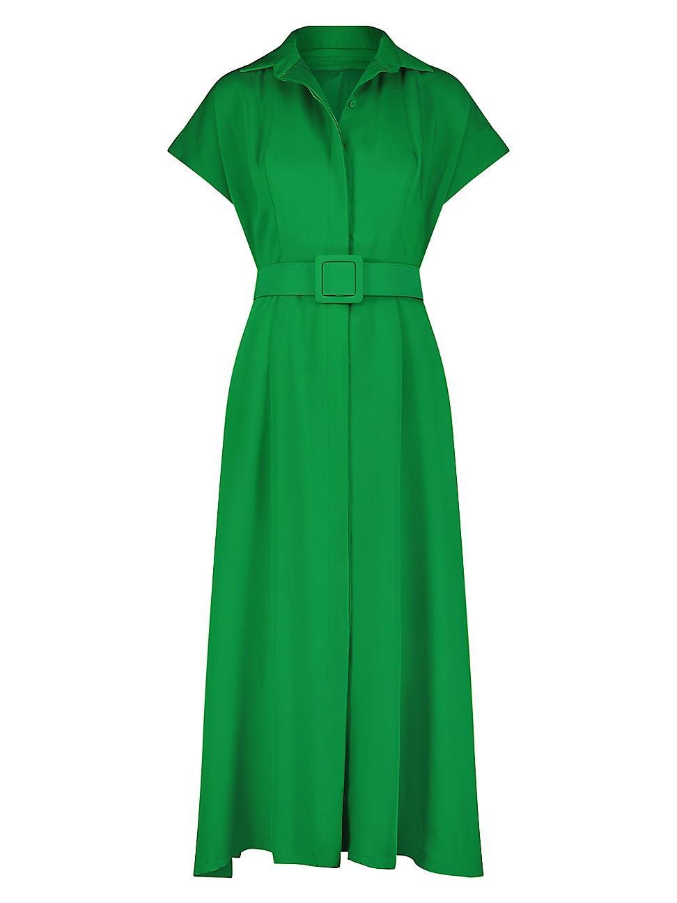 Womens Crepe Belted Midi-Dress Product Image