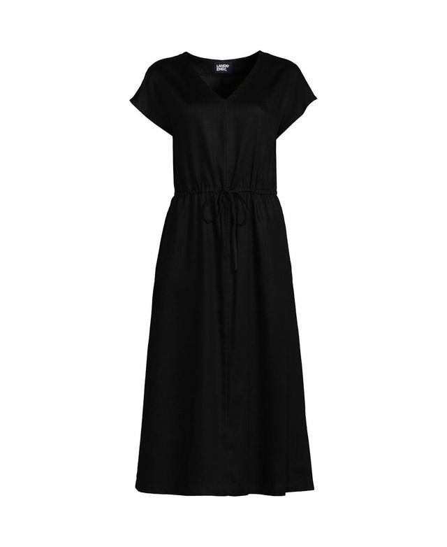 Lands End Womens Tencel Fiber V-Neck Midi Dress Product Image