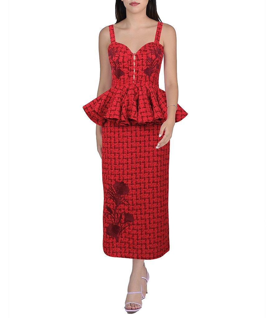 Fanm Mon Gulia Peplum Tweed Midi Dress Product Image