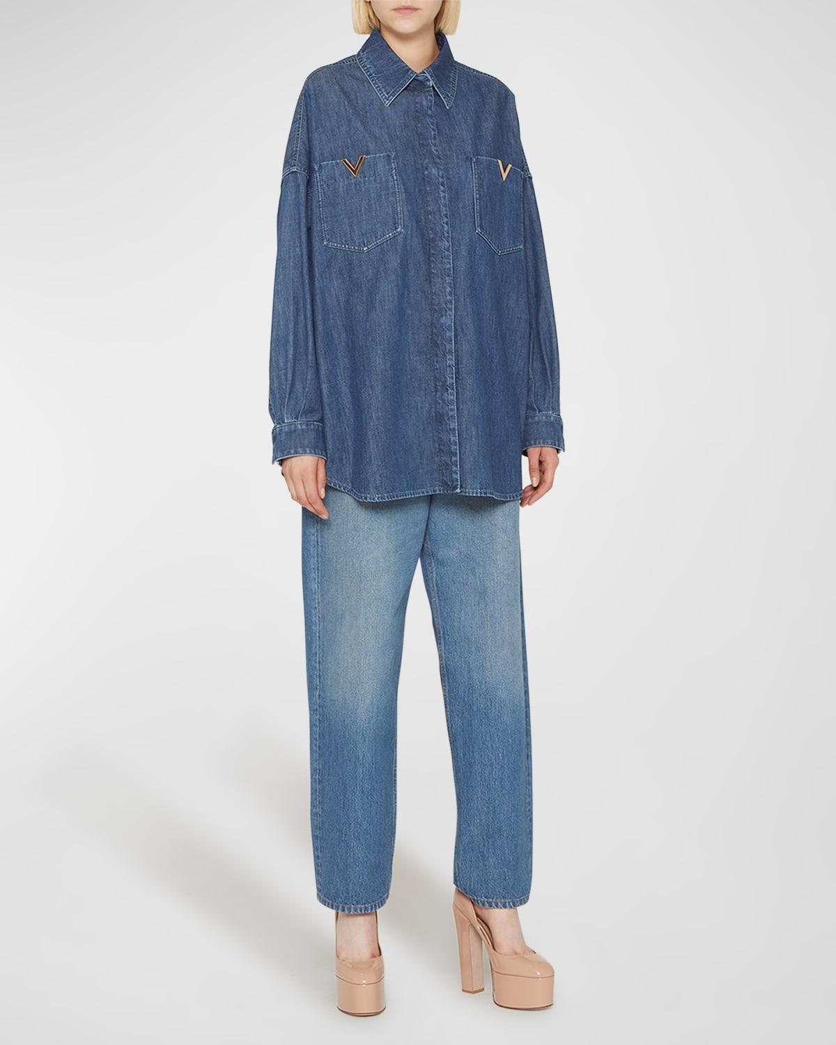 Womens Denim Chambray Overshirt Product Image