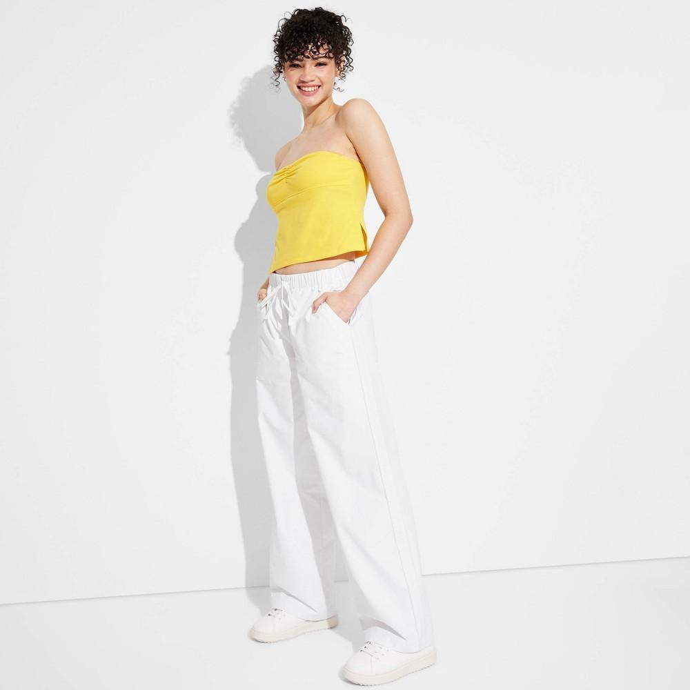 Womens Game Day Mid-Rise Wide Leg Track Pants - Wild Fable White Product Image