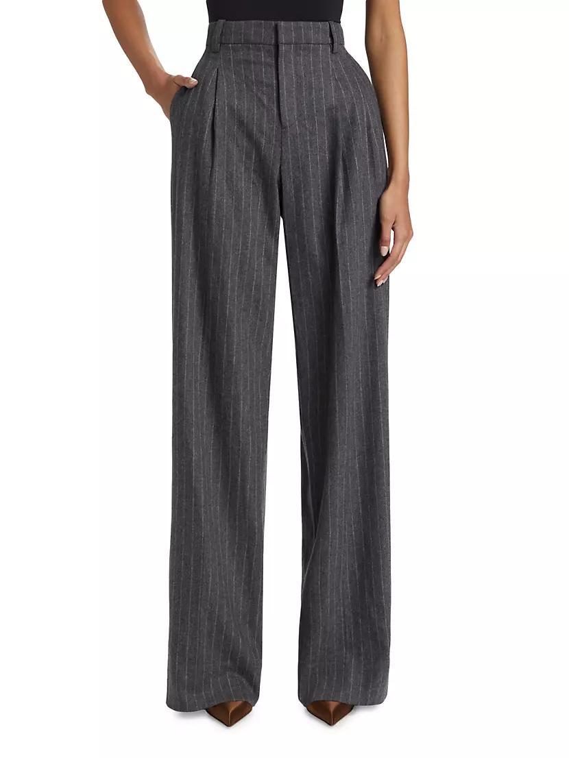 Charles Pinstriped Wool-Blend Wide-Leg Pants Product Image