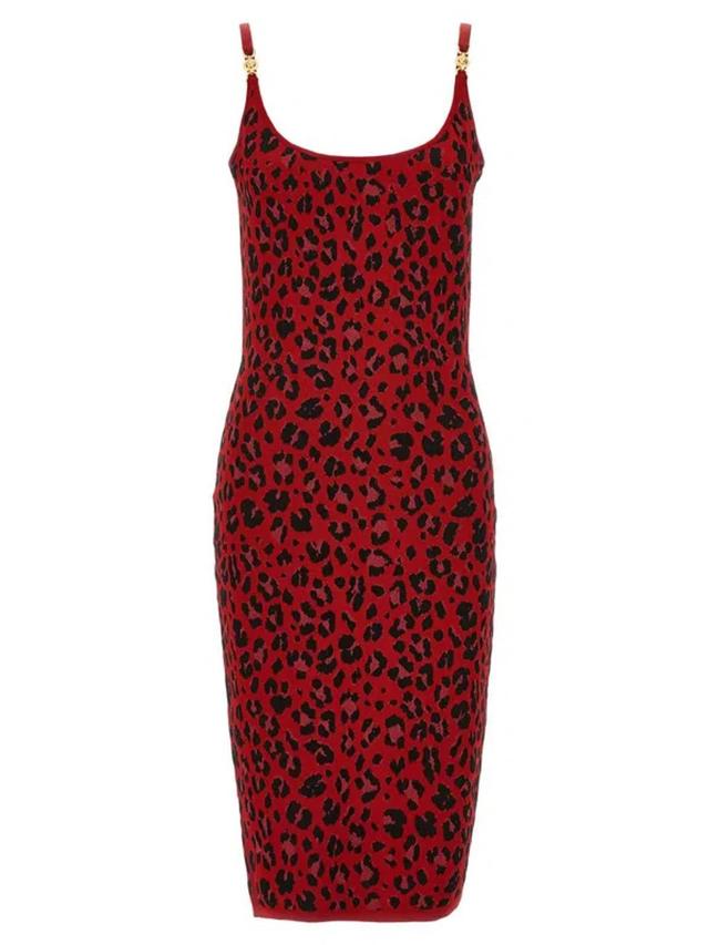 VERSACE Medusa Animal Dress In Red Product Image