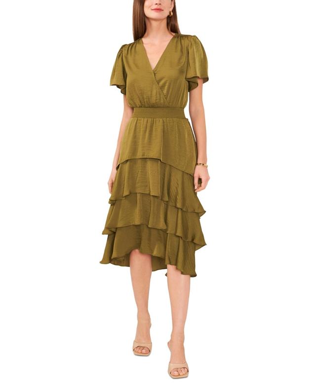 Vince Camuto Flutter Sleeve Tiered Dress Product Image