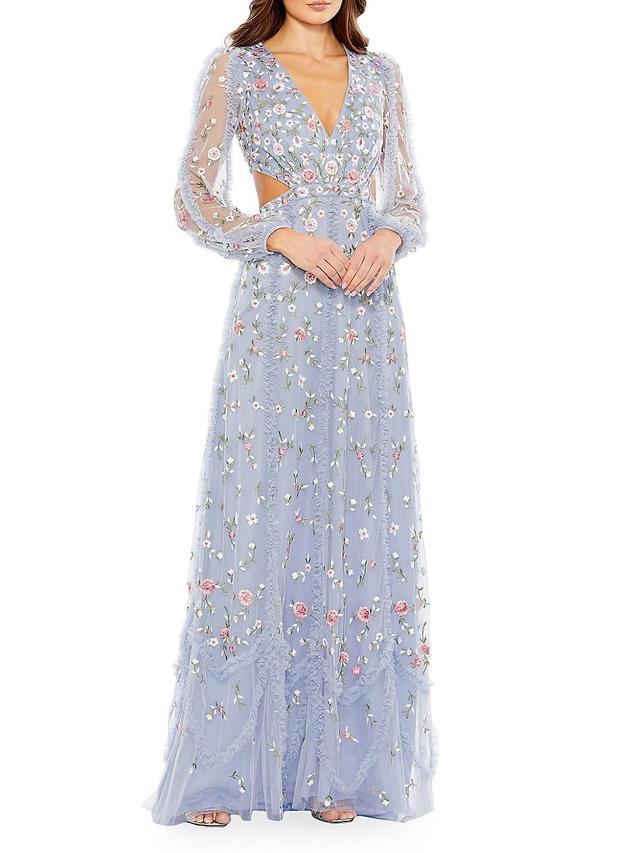 Womens Floral Appliqu-Embellished Gown Product Image