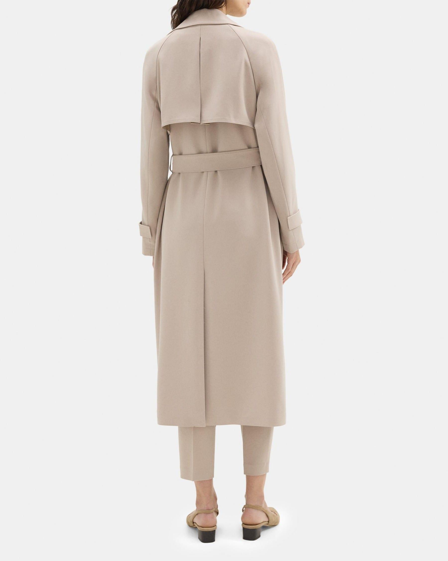 Relaxed Long Trench Coat in Crepe Product Image