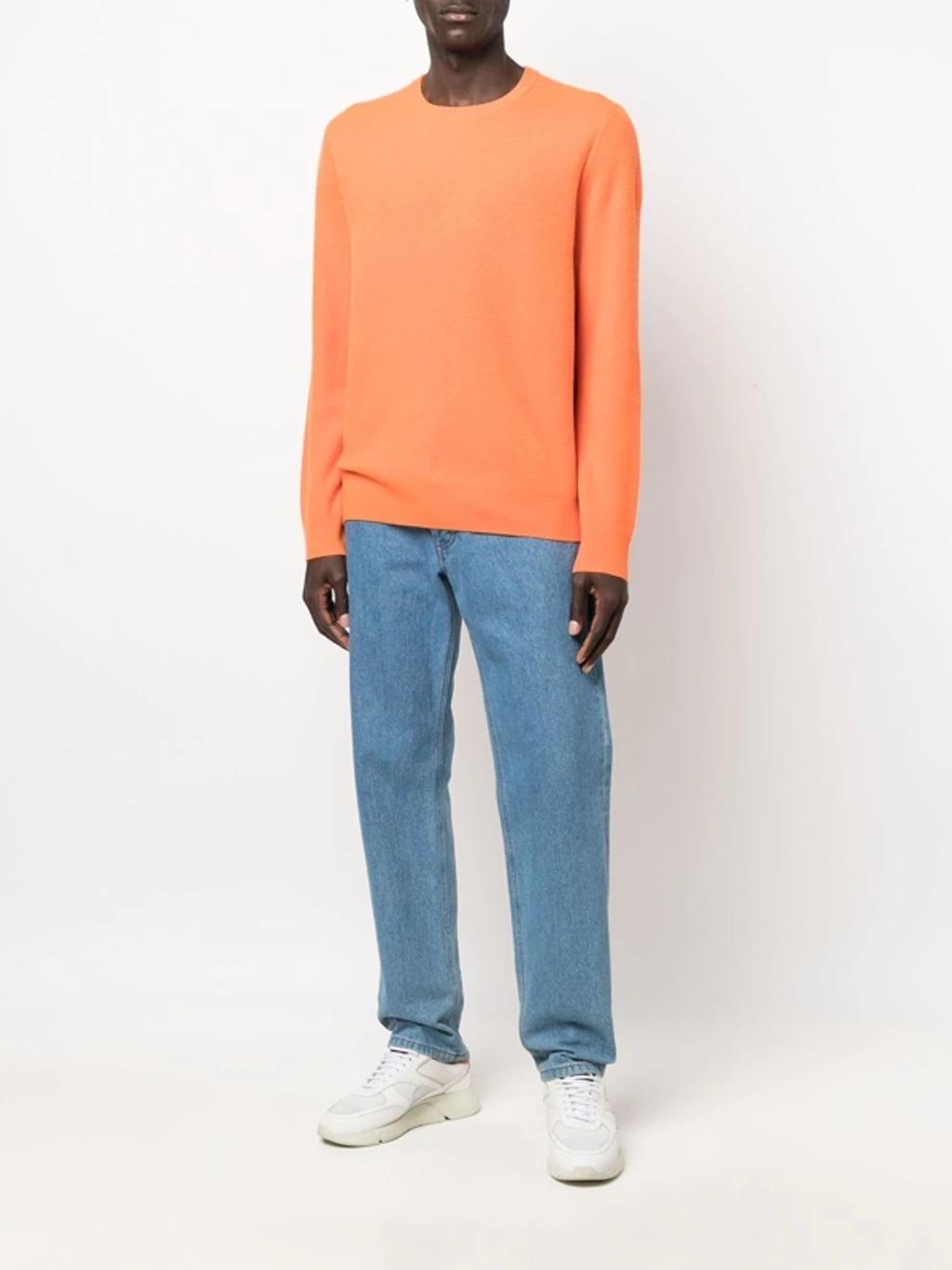 Crew-neck Cashmere Pullover In Orange Product Image