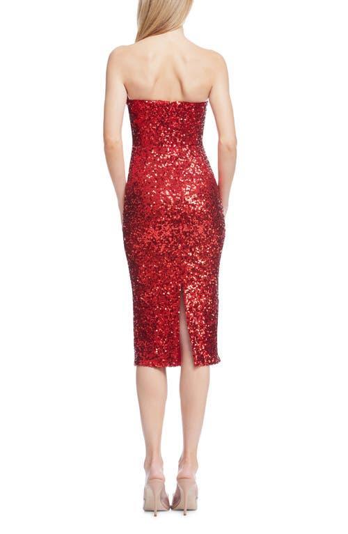 Women's Perla Strapless Sequined Dress In Rouge Product Image