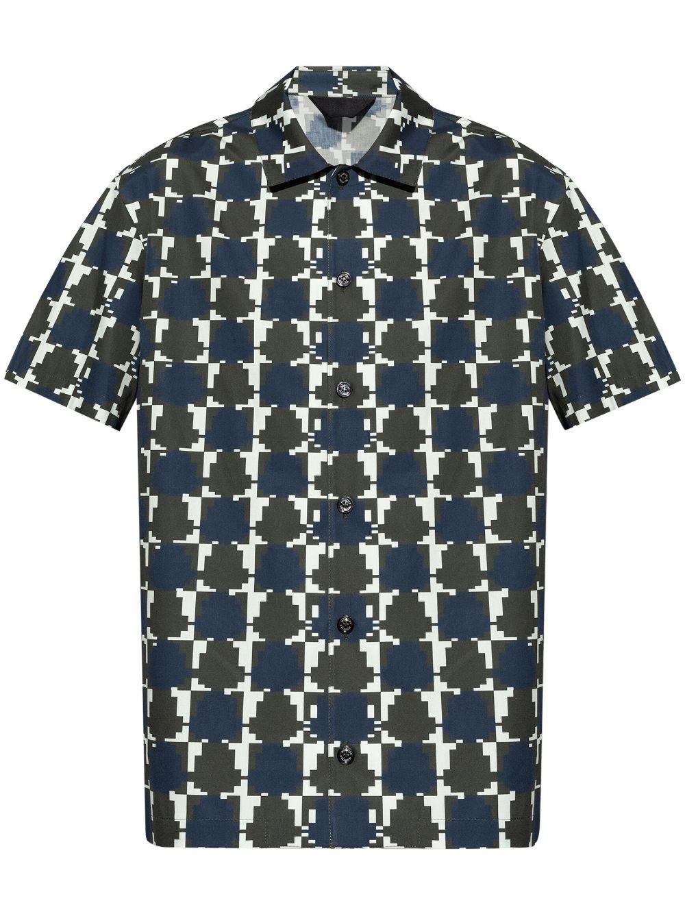 MONCLER Men's Printed Monogram Poplin Shirt In Blue Product Image