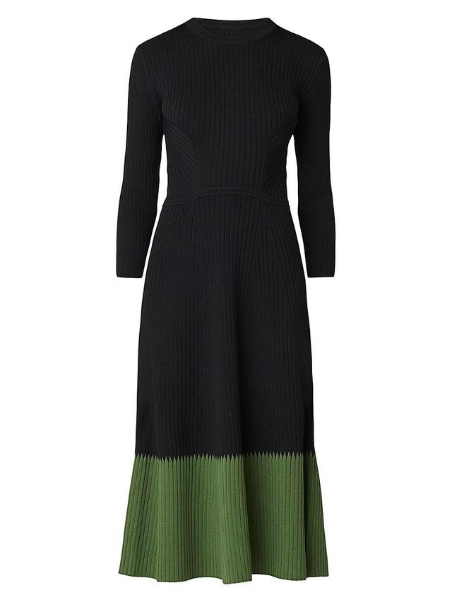 Womens Pine Ribbed Fit & Flare Dress Product Image