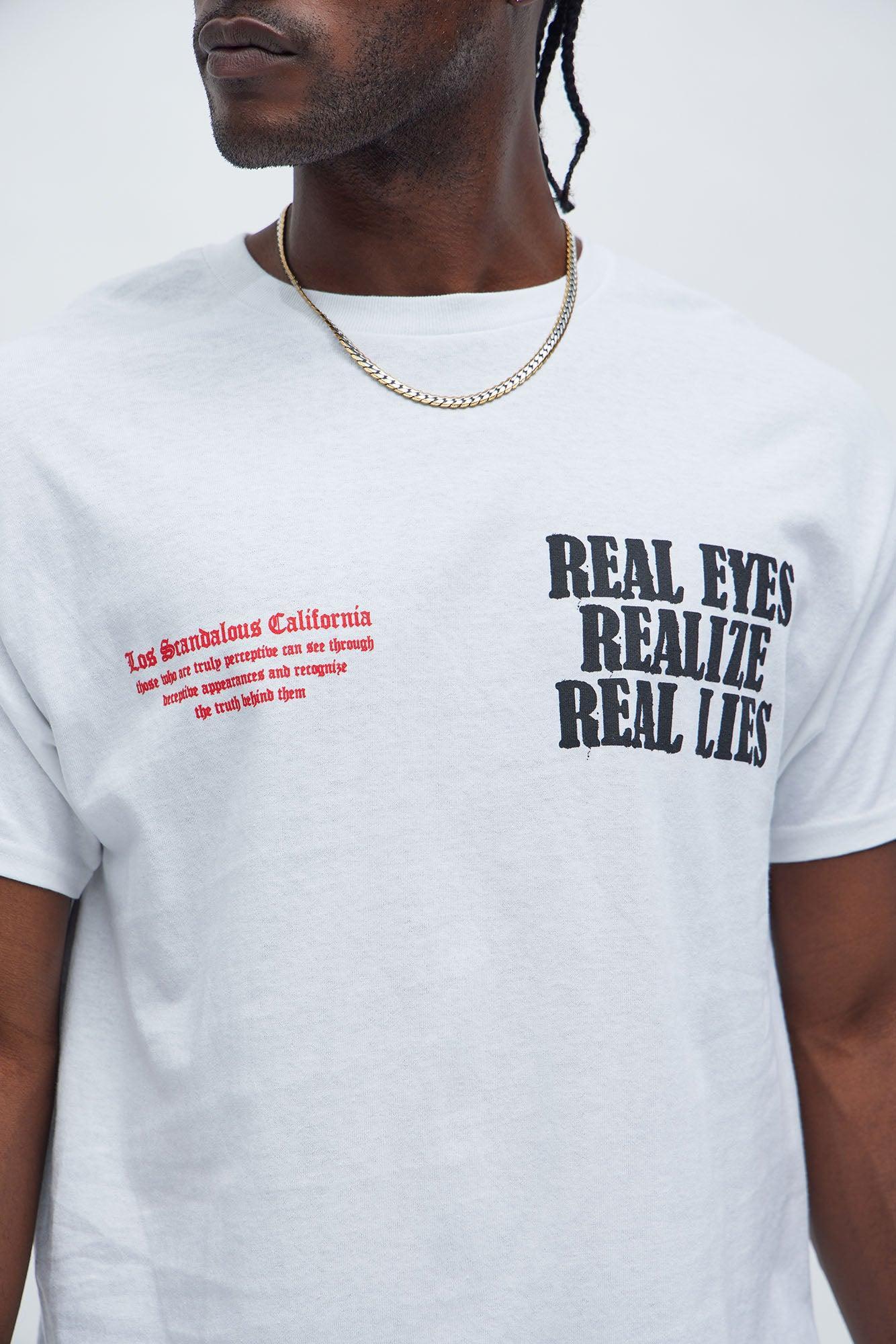 Real Eyes Realize Real Lies Short Sleeve Tee - White Product Image