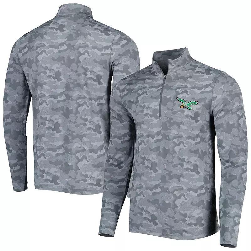 Mens Antigua Gray Philadelphia Eagles Brigade Throwback Quarter-Zip Top Product Image