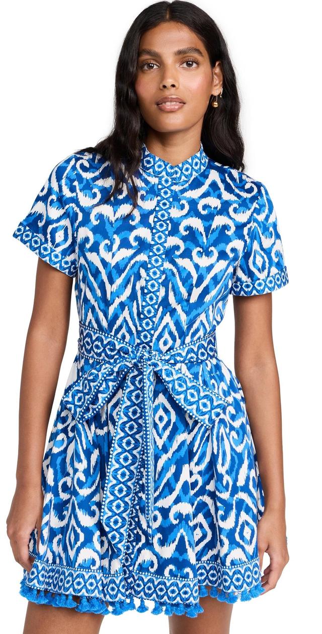 ALICE AND OLIVIA Artisan Ikat Lucy Mini Dress In Artisan Ikat French Blue Product Image