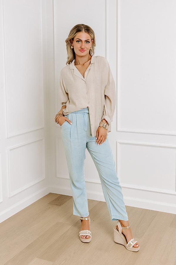 The Junie High Waist Chambray Pants Product Image