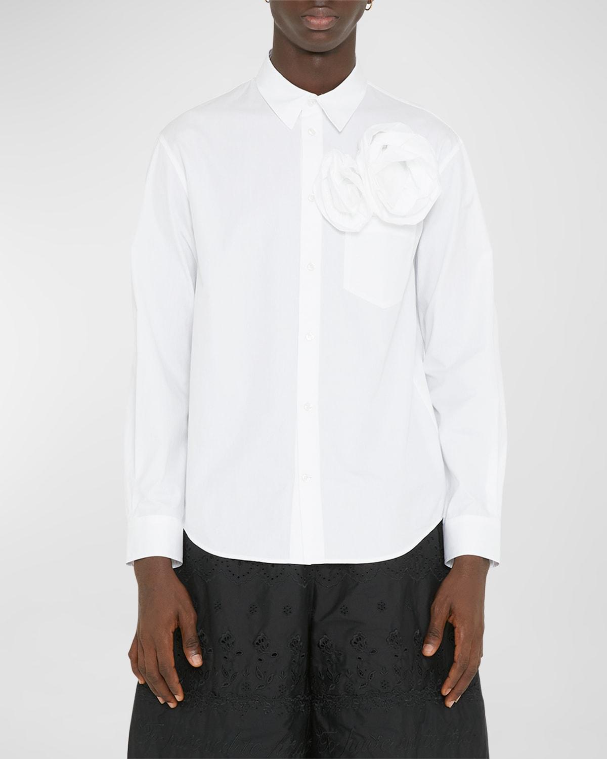 Mens Poplin Pressed Rose Applique Sport Shirt Product Image