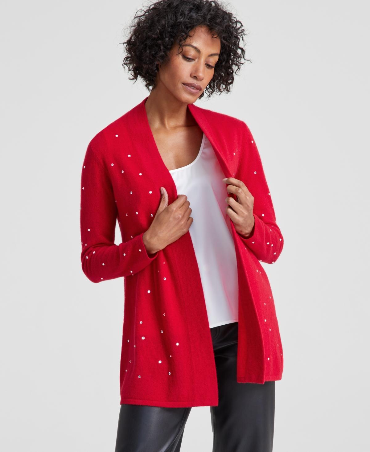 Charter Club Womens Embellished Long-Sleeve 100% Cashmere Duster, Created for Macys Product Image