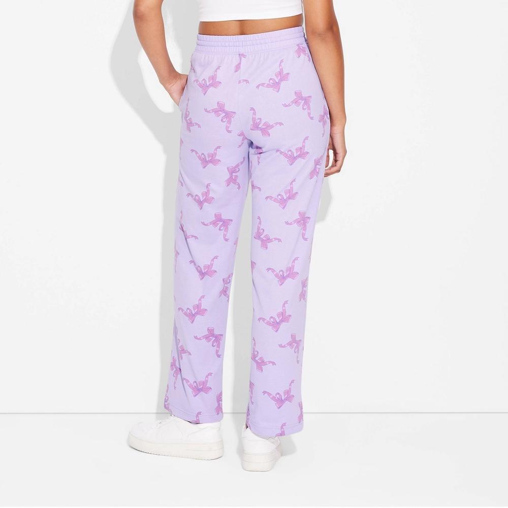 Women's Self Love Bow Cozy Graphic Pants - Purple XL Product Image