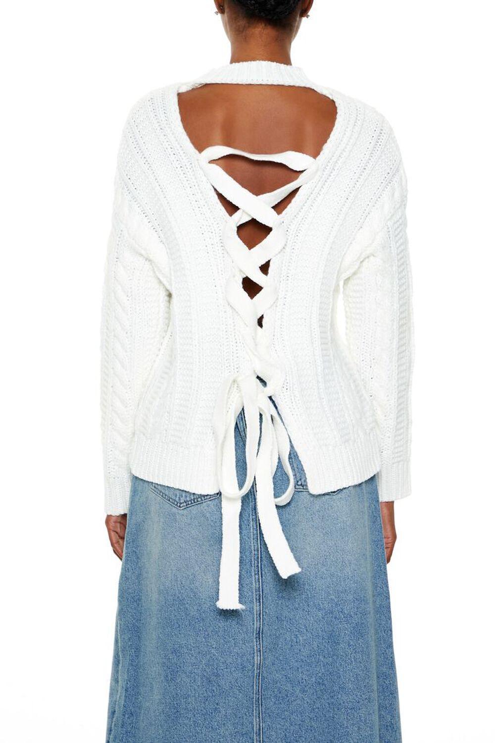 Lace-Back Cable Knit Sweater | Forever 21 Product Image