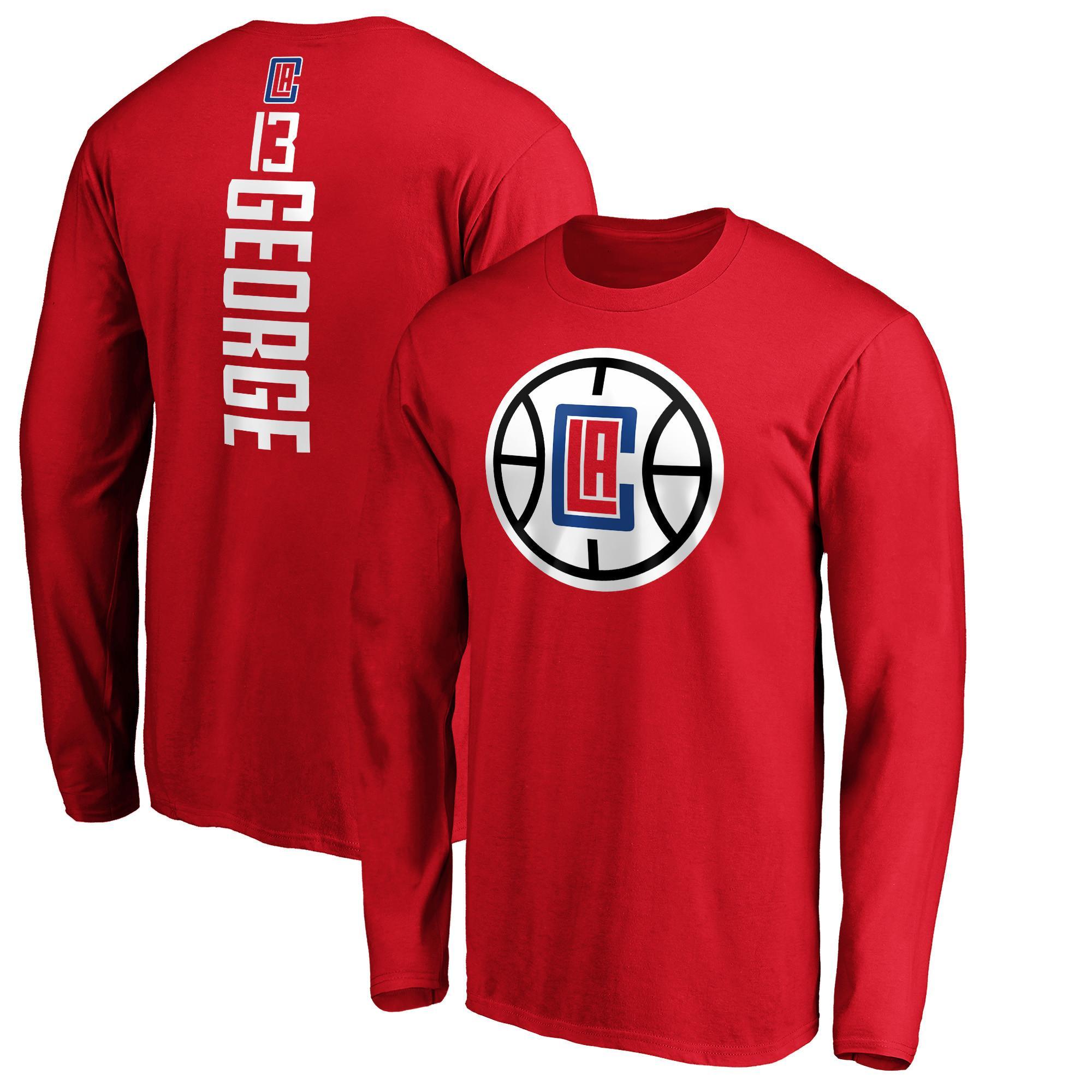 Mens Fanatics Branded Paul George LA Clippers Team Playmaker Name & Number Long Sleeve T-Shirt Product Image