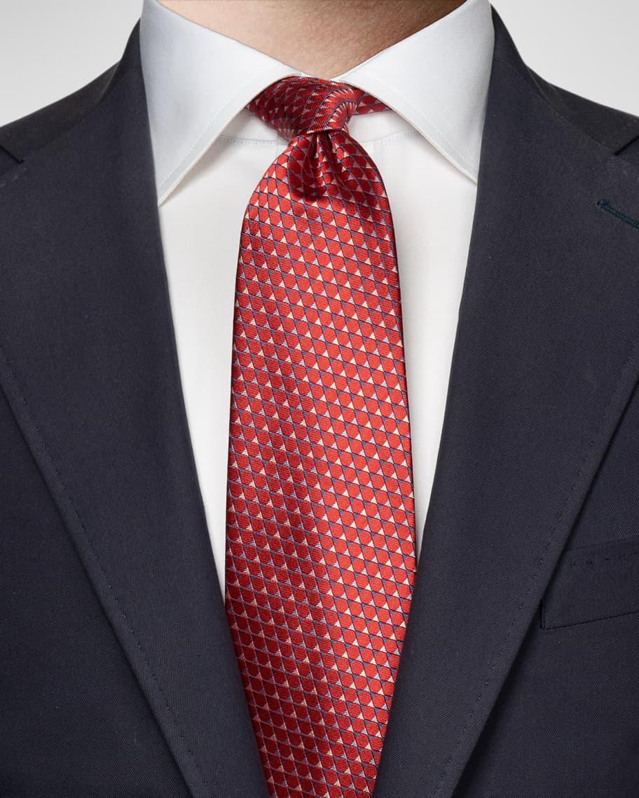 Men's Triangle-Print Silk Tie Product Image