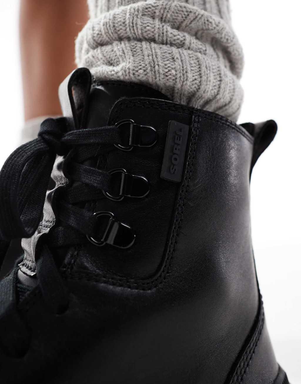 Sorel ONA AVE WP waterproof lace up leather boots in black Product Image