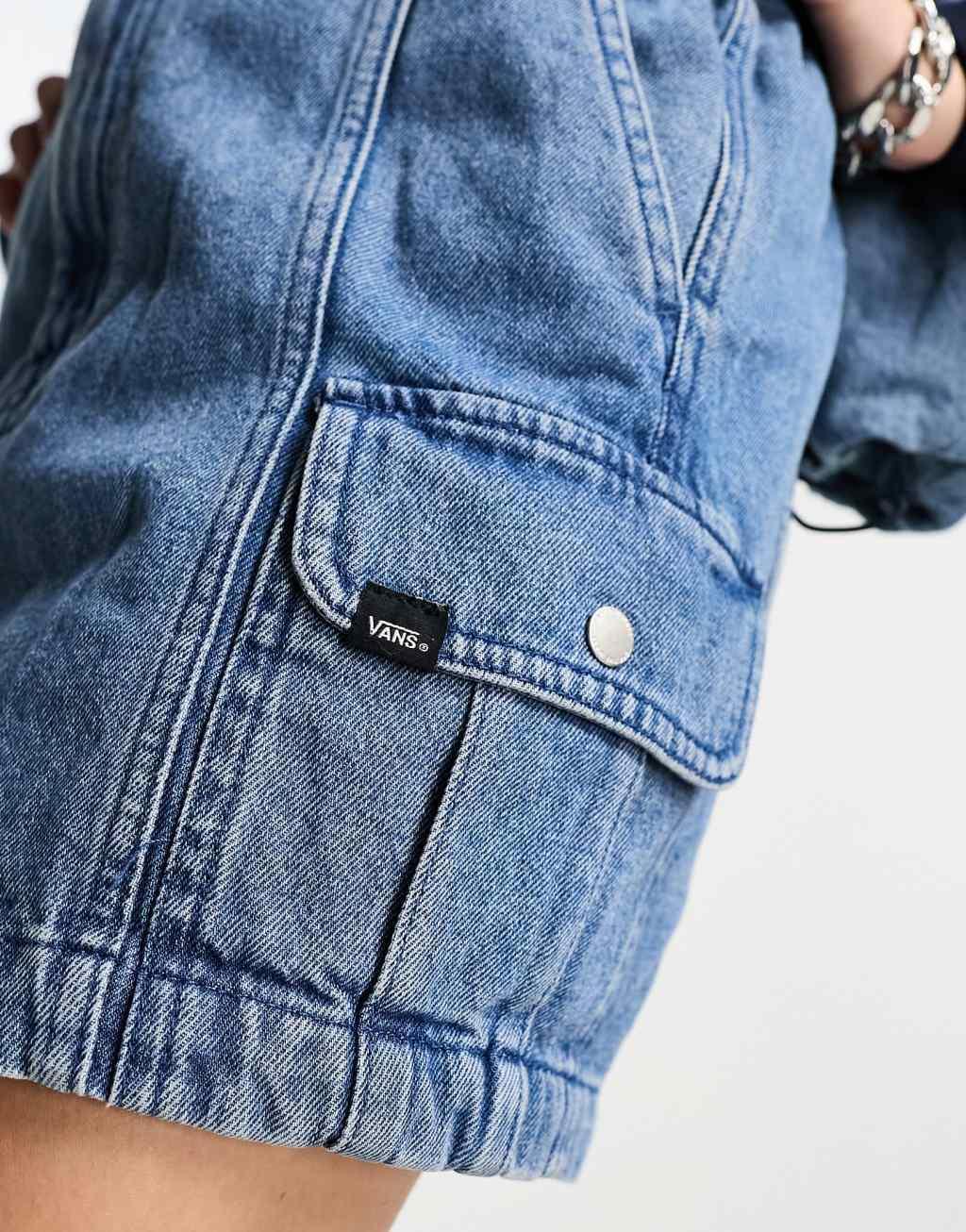 Vans mini denim skirt in blue stone wash Product Image