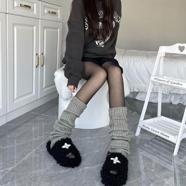 Plain Ribbed Knit Leg Warmers Product Image