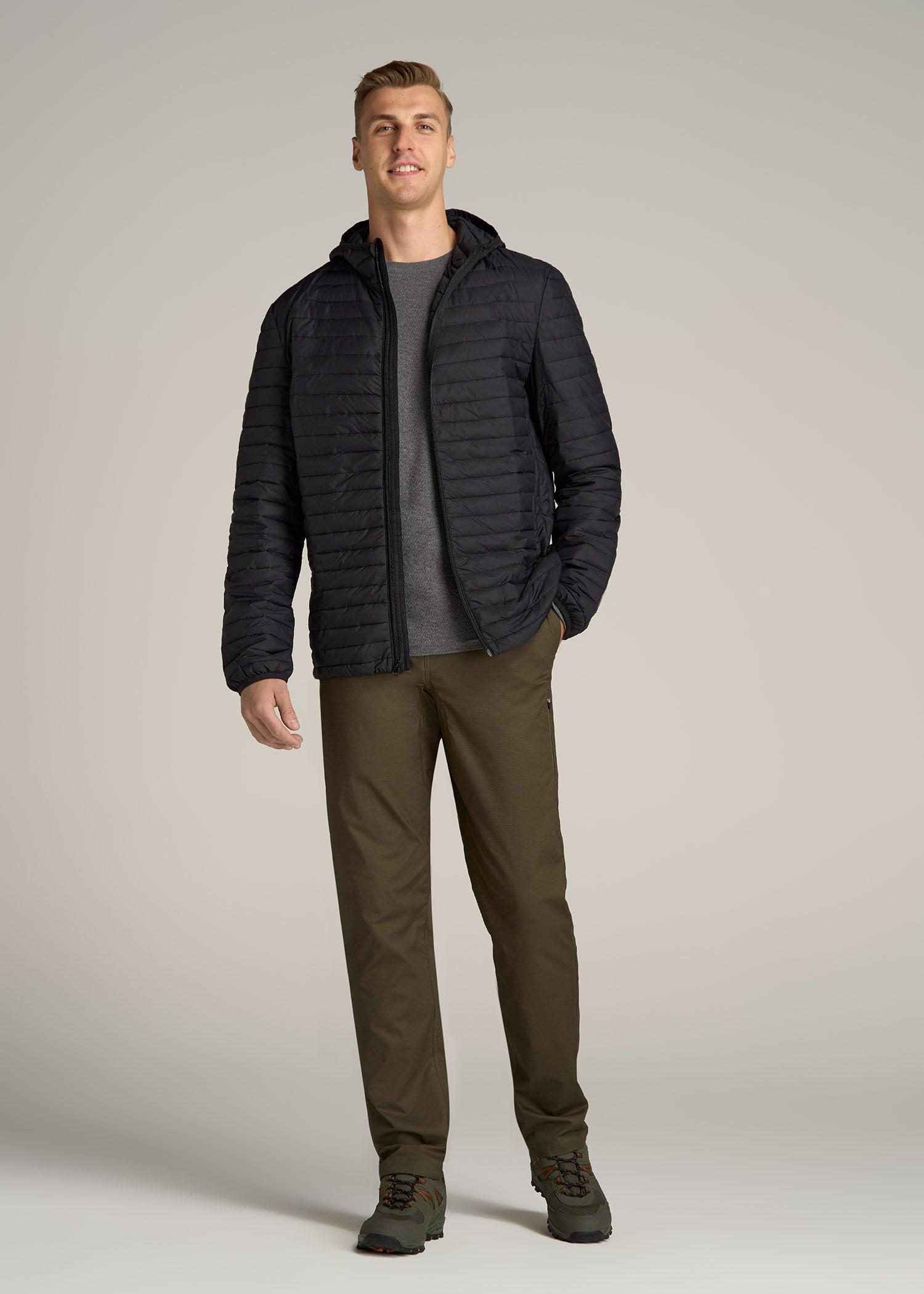 Tall Men's Packable Puffer Jacket in Black Male Product Image