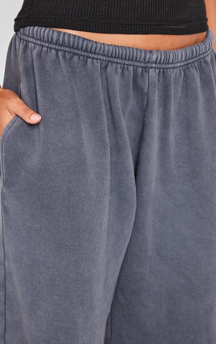 Charcoal Washed Thin Waistband Wide Leg Sweatpants Product Image