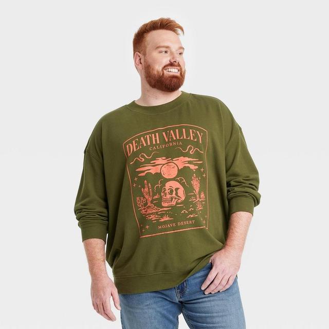 Mens Big & Tall Crewneck Pullover Sweatshirt - Goodfellow & Co Olive 3XL Product Image