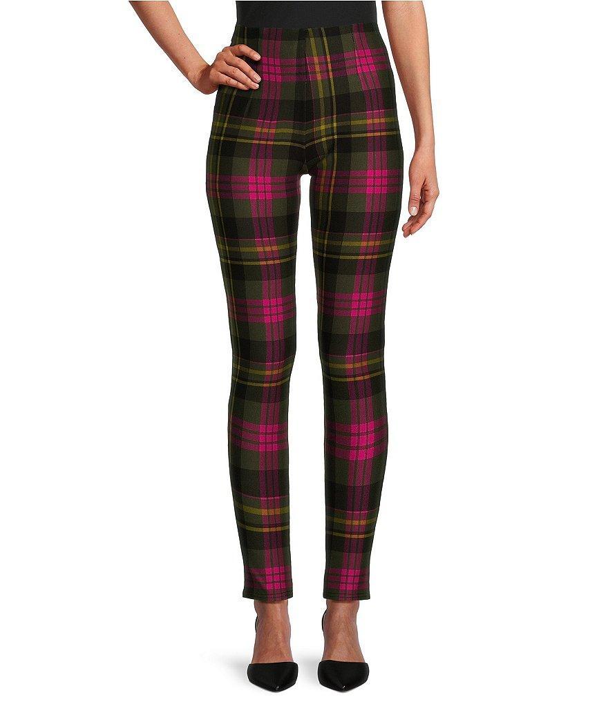 Slim Factor by Investments Ponte Knit Forest Night Plaid No Waist Leggings Product Image