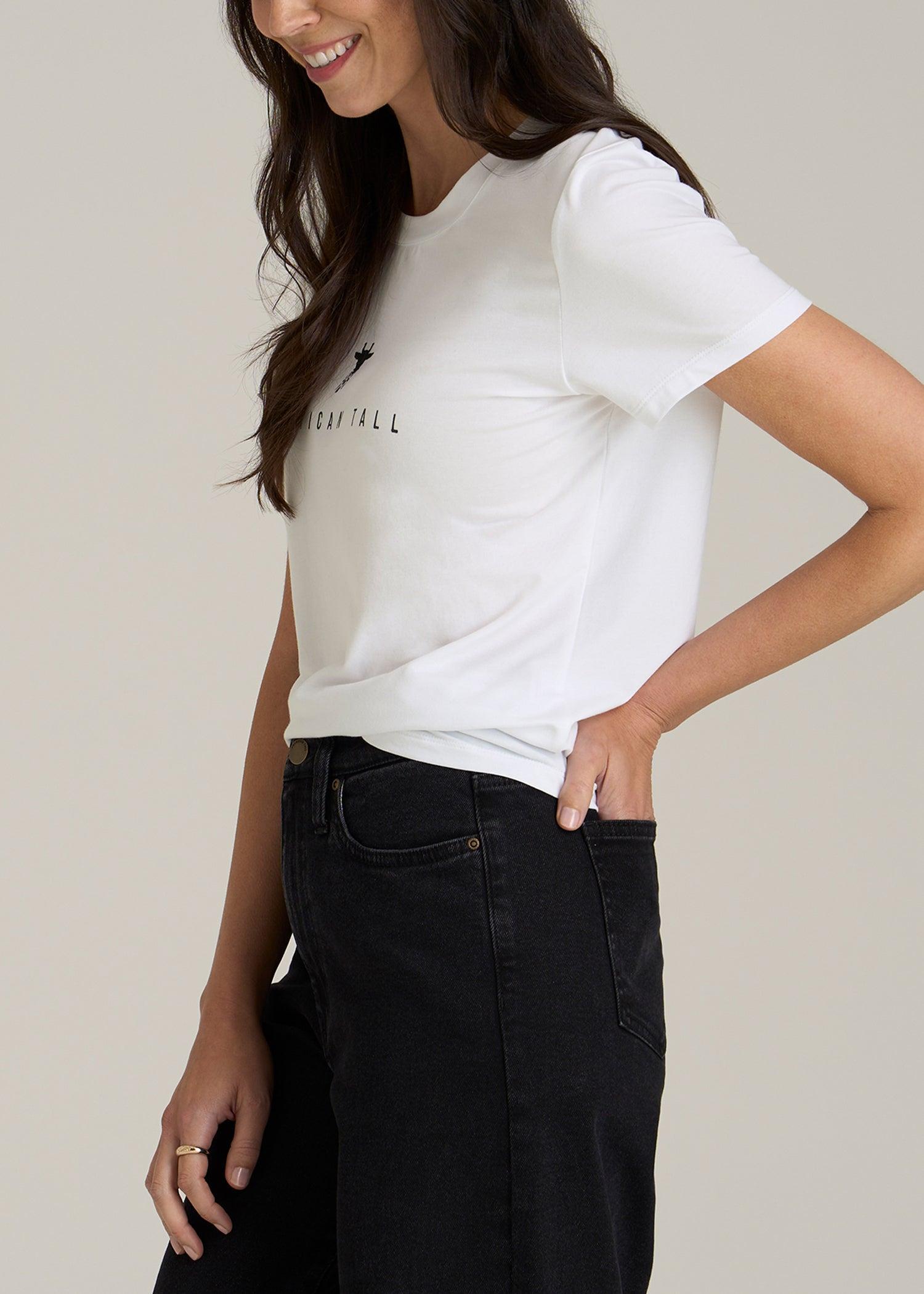 Logo Tee for Tall Women in White Product Image