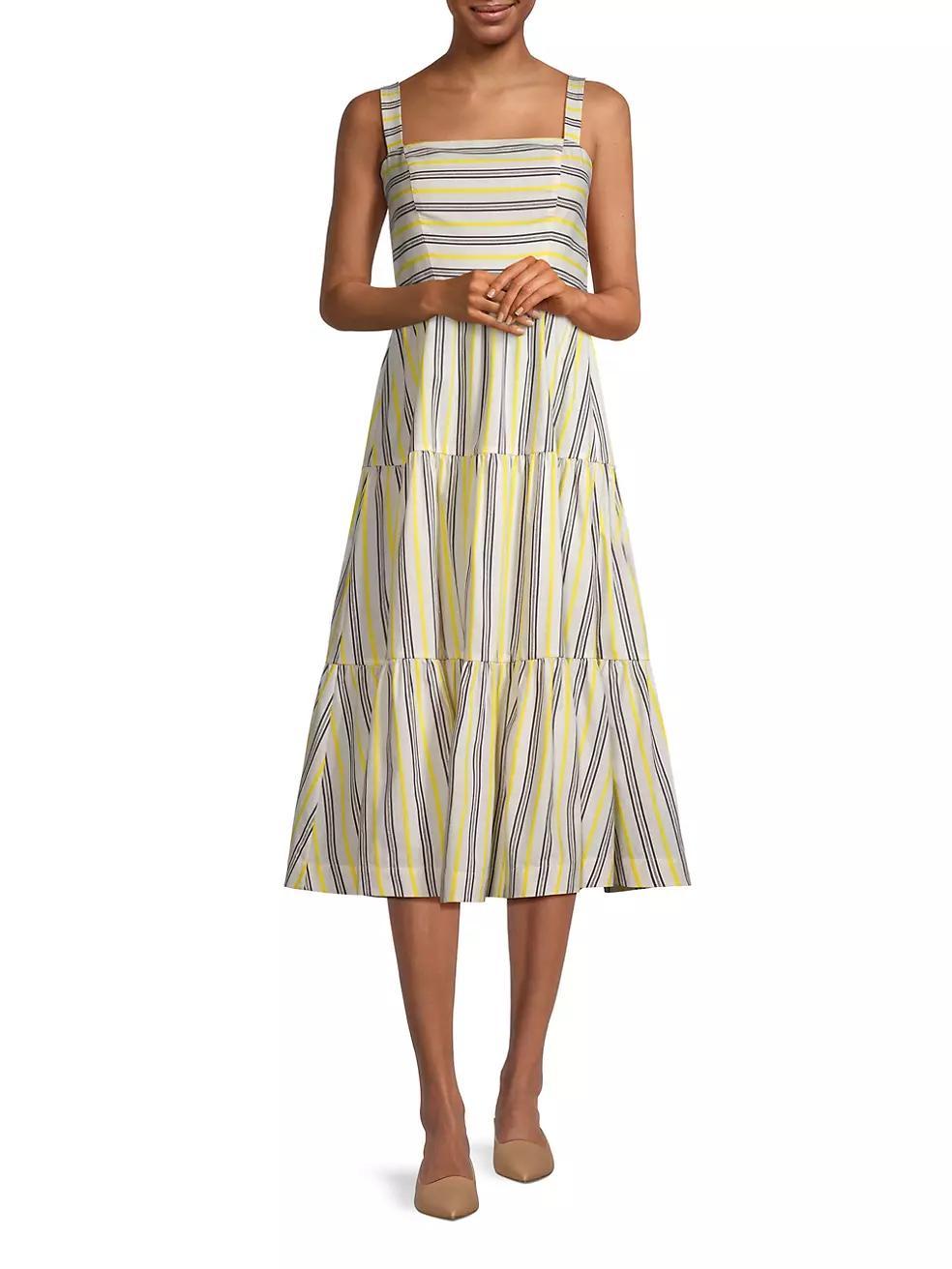 Striped Cotton-Blend Midi-Dress Product Image